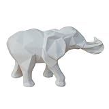 VIDECOR Elefante Geométrico de Resina, Decoración Minimalista para El Hogar, Decoración de Mesa de Comedor, Decoración del Hogar, Adorno de Elefante, Figura de Elefante,White