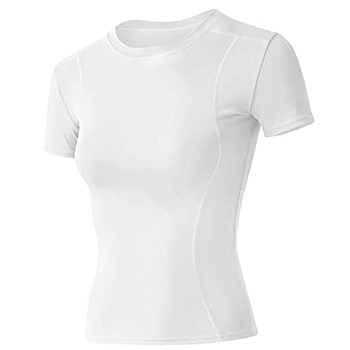 Image of Loovoo Women Workout Shirts, 1 /2 /3 Pack Short Sleeve Compression Tee | Tight Fit Gym Basic Tops, Athletic Quick Dry Crew Neck 4-Way Stretch, Flat Seams Ideal for Yoga, Gym, Running and Daily Wear