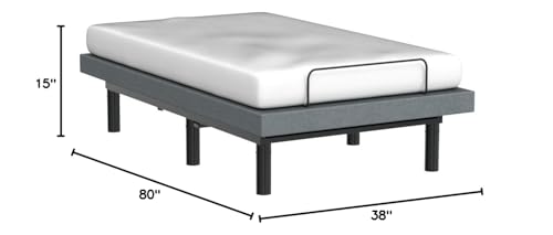 Image of Sven & Son Bliss Adjustable Bed Base Frame Only, Head and Foot Lift, Lumbar Support, Head-Pillow-Tilt, Massage, Under-Bed Lights, USB, Memory Positions, Zero Gravity - Twin XL