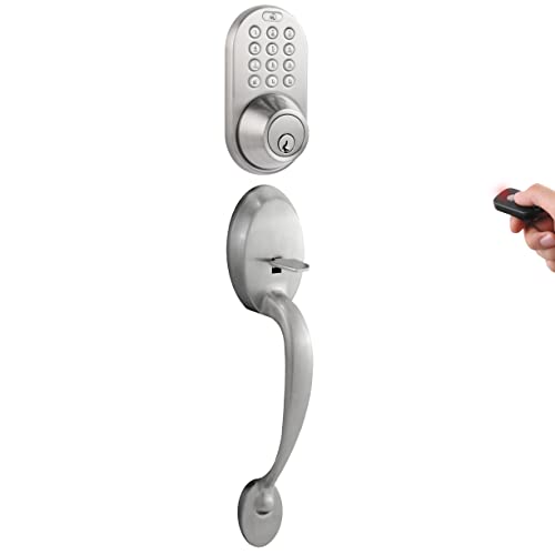 Milocks Bxf-02Sn Digital Deadbolt Door Lock And Passage Handleset Combo With Keyless Entry Via Remote Control And Keypad Code For Exterior Doors, Satin Nickel #TOP24