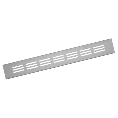 12x2 inch / 300x40mm Silver Kitchen Worktop / Plinth Heat Vent Grill Aluminium Cover