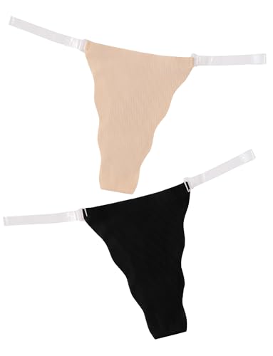 Stringys invisible Panties Clear Strap Thong Nude g string T-back Tangas L