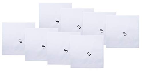 Image of Retreez 8 Pc Pure Cotton Initial Monogrammed Men's Handkerchiefs Hanky Gift Set