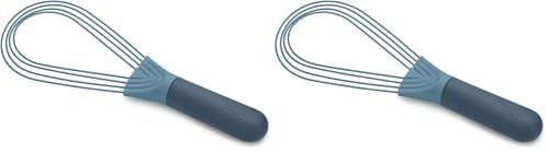 Image of Joseph Joseph Twist Whisk 2-In-1 Collapsible Balloon and Flat Whisk Silicone Coated Steel Wire, Sky Blue (Pack of 2)