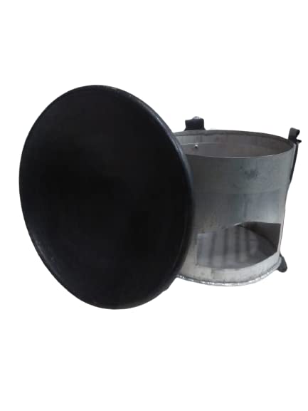 Ak Creations Iron Sigadi with Black Colour Clay Tawa for Cooking Roti, Chapati, Chila, Upma, Paratha, Bhurji, etc. Pack of 1 Piece Tawa and 1 Piece Iron Sidgadi.