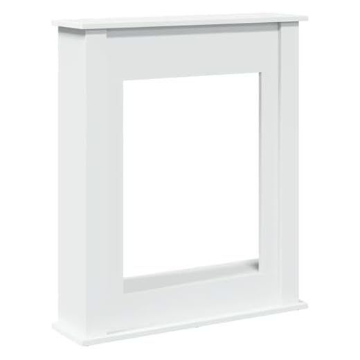vidaXL Borde de chimenea madera de ingeniería blanco 75x20x87,5 cm, envolvente de chimenea, repisa de chimenea, repisa de chimenea