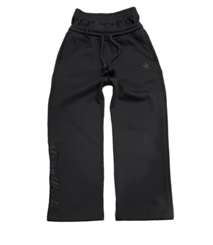 Mens Y2K Wide Leg Sweatpants Drawstring Double Waisted Baggy Hip-Hop Vintage Pants Gym Workout Trousers (Black,Medium)