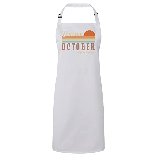 Tablier cuisine blanc vintage original parts octobre pour anniversaire retro