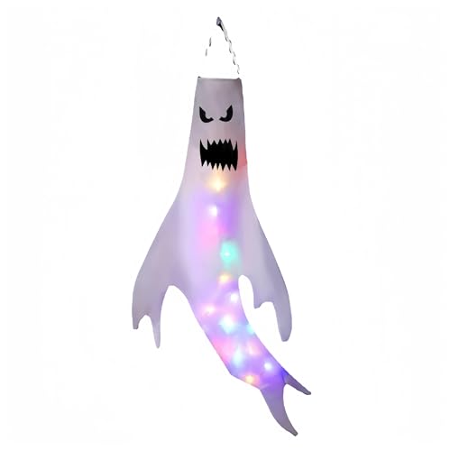 Manga de Viento Fantasma, Bandera de Mangas de Viento de Halloween Paquete de 4 Decoración Colgante Al Aire Libre para Halloween Hogar Patio Jardín Decoración