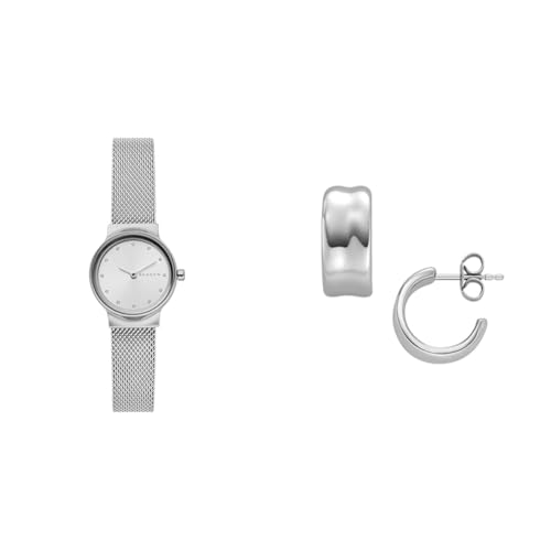 Skagen montre Freja Lille femme argentée et boucles d'oreilles Anja Pebbles