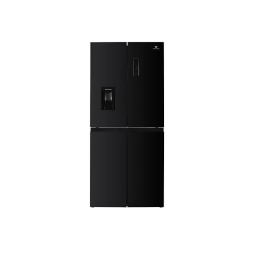 Réfrigérateur 4 portes avec distributeur d'eau - 464L - Total No Frost - L79 cm x H 180 cm - Noir - Classe D