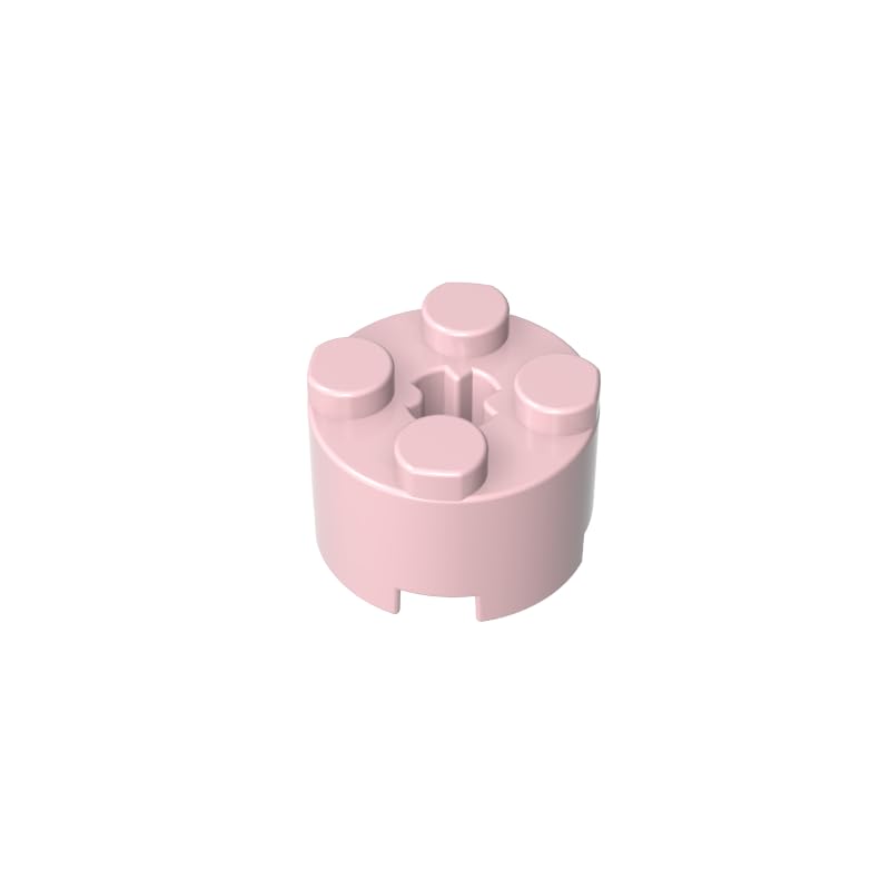 Gobricks 6143 Round Brick Brick Round 2x2 with Axle Hole 50 Pieces GDS-607 Compatible with Lego Building Blocks Color:light pink — image 1