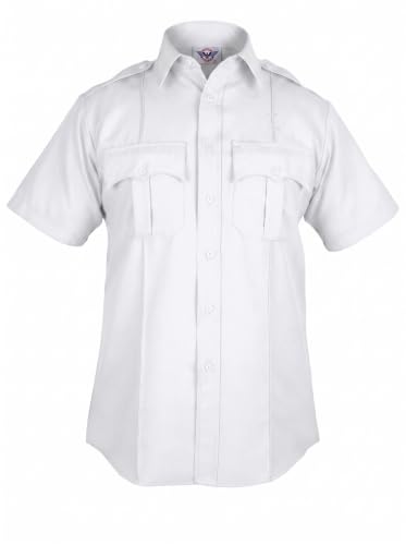 Image of First Class 100% Polyester Short Sleeve Men's Uniform Shirt White