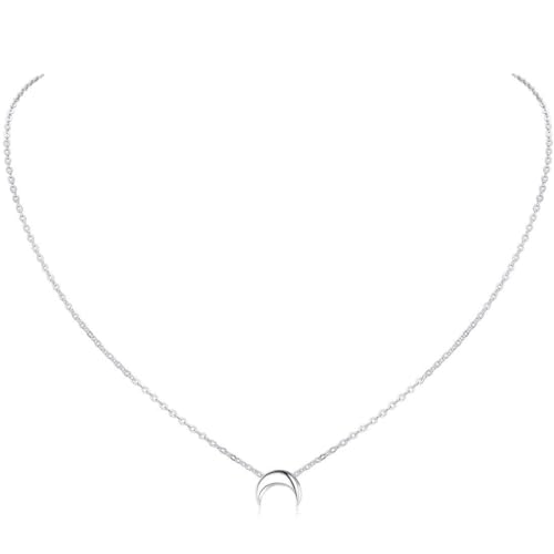 ChicSilver Collar Luna Invertida Plata de Ley 925 Colgante Pequeño Luna Media gargantilla mujer plata luna Joyería Delicada Pareja Chica Regalo Aniversario