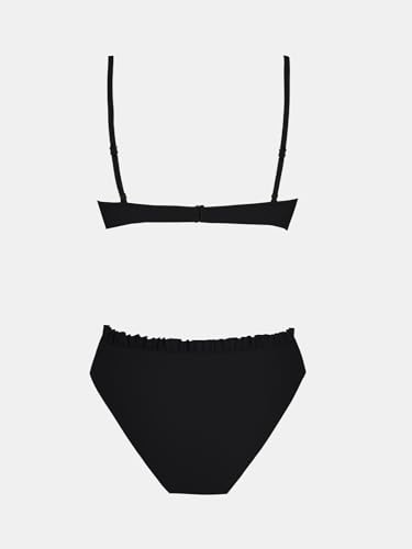 Image of CUPSHE Women Swimsuit Bikini Set High Waisted Two Piece Bathing Suit | Soft Removable Cups, Triangle Top, High Waist, Adjustable Spaghetti Straps, Cut Out, Swimwear For Vacation And Beach
