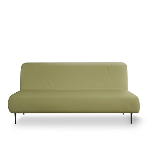 LANE LINEN Armless Futon Cover - Easy Stretchable Futon Covers Full Size, Soft Elastic Textured Fabric Sofa Bed Cover, Sofa Protector Cover for Kids, Machine Washable Couch Slipcover - Olive Green