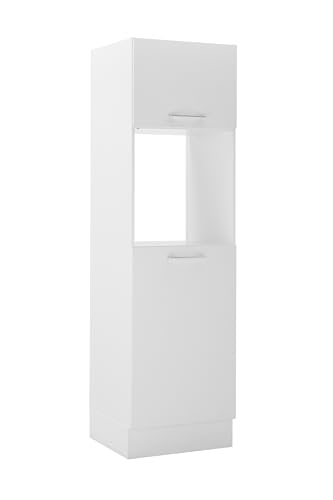 Turin Einbauschrank für Kühlschrank und Backofen in Weiß - Geräumiger Hochschrank Küchenschrank mit viel Stauraum - 60 x 210 x 57 cm (B/H/T)