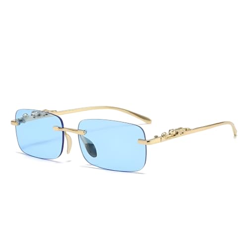Image of IFLASH UV Protected Retro Rectangular Rimless Sunglasses for Men and Women
