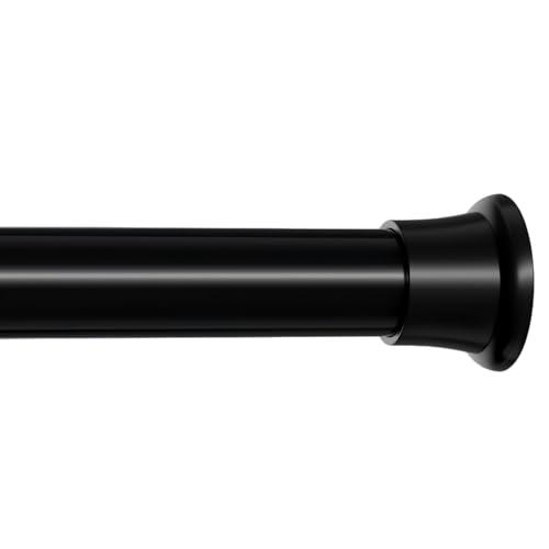 Image of MEXAU 1 Pack Spring Tension Curtain Rods 31-62 In Black Shower Curtain Rod
