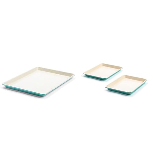 Image of GreenLife 18.5" x 13.5" & 13" x 9" Healthy Ceramic Nonstick Cookie Sheet Baking Pan Set, PFAS-Free