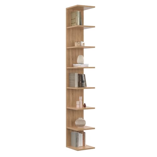 IDMarket - Etagère Murale Suspendue Double Position Chiara 8 étagères façon hêtre 190 cm