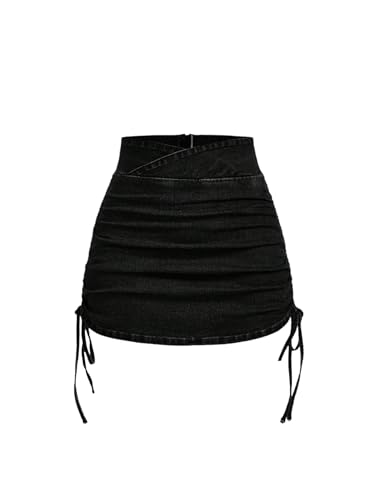 Amazon.com: Floerns Women's Drawstring Side Ruched Denim Skirt