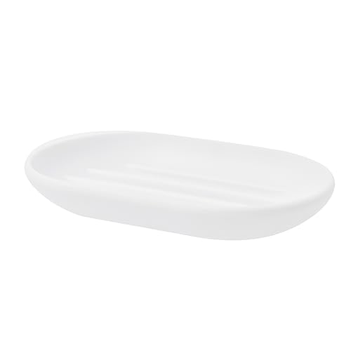 Image of Umbra 023272-660 Touch Dish for Bathroom-Contemporary, Practical Molded Oval Soap Bar Holder for Bath Sink-Nicely Fits Into Amenity Tray-Easy to Clean, Highly Durable, 13 x 9 x 2 cm, White