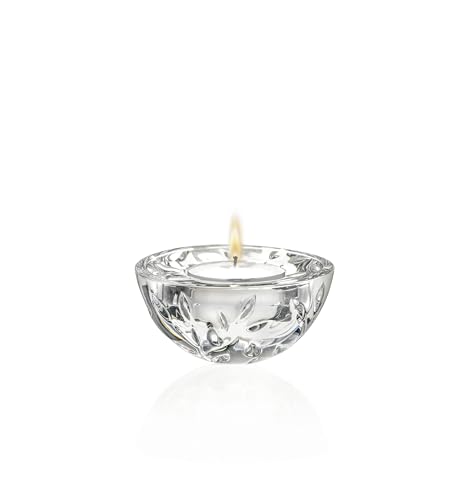 Barski Glass Tea Light Candle Holder - Set of 2 - for Wedding - Holidy Party Decoration - Round Bottom Will Create a Rocking Effect - Horizontal Lines Design - 3.5" Diameter - Made in Europe - Image 3