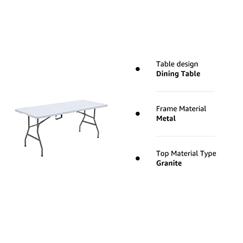 Lakhow Up041 6 Foot Long Portable Plastic Folding Multipurpose Utility Picnic Table With Powder Coated Steel Legs And Built In Carry Handle, White #TOP7