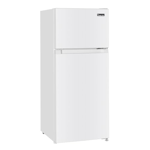 Image of Magic Chef 4.5-cu. ft. Mini Fridge with Freezer in White, Small Compact Refrigerator and Top Mount Freezer for Bedroom, Apartment, Dorm Room, Office