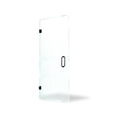 Custom Cut Frameless Glass Shower Door, 3/8'' (10mm) Thick Clear Tempered Glass with Mounting Hardware. (Swing Door) - Install Ready.