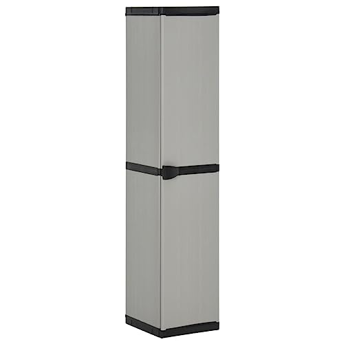 vidaXL Armoire de Rangement de Jardin 3 Étagères Armoire à Outils Meuble de Stockage Fournitures Ménagères Patio Extérieur Gris/Noir 34x40x168cm