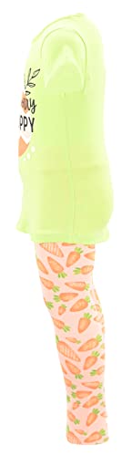 Image of Unique Baby 2 Piece Girls Printed Leggings Outfit with Short Sleeve Shirt Kid and Toddler Clothes Set
