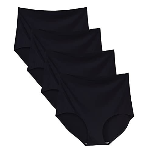 DingLu 4 Pack Women's Seamless Invisible Hipster Panties High Waist No Show Ladies Bikini Underwear(Black,10) DingLu 4 Pack Women's Seamless Invisible Hipster Panties High Waist No Show Ladies Bikini Underwear(Black,10)