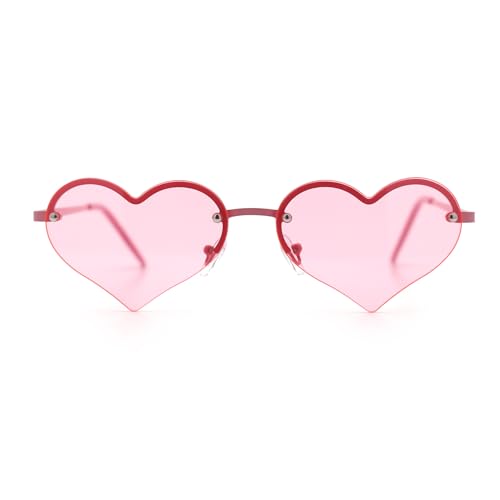 Womens Hippie Bubbly Heart Shape Half Rim Metal Retro Sunglasses4