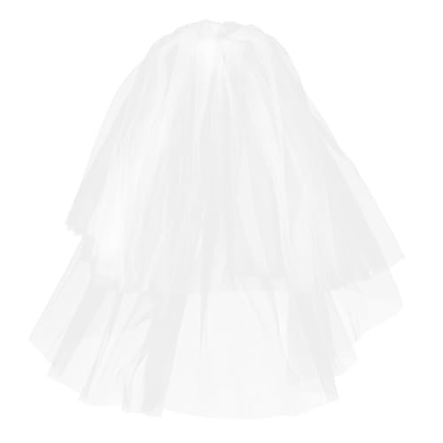 Velo de novia corto blanco con doble capa tul peine para boda fiesta