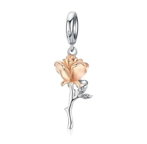 Charm flor rosa en plata de ley 925 y oro rosa ideal para regalar