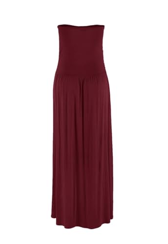 Image of Alaster Queen Women's Strapless Bandeau Summer Long Floral Dress Off Shoulder Beach Maxi Dress with Pockets