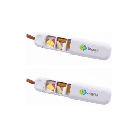 Pack of 2 - Sagely On-The-Go Daily Travel Pill Organizer Small 3 Day Pill Box Cover