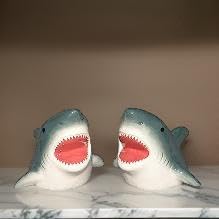 Nautical Ceramic Shark Salt & Pepper Shaker Set for Coastal Kitchen Decor - Shark Salt & Pepper Shakers for Beach House Decorations