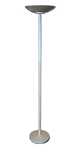 Green Lamp UPLGR3000 65 Watt 3000k Compact Fluorescent Light 2 Torchiere Energy Saving Uplighter, Silver/Grey