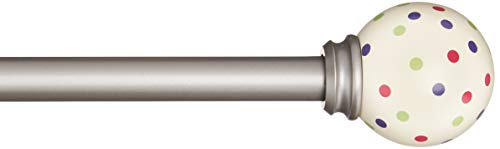 Amazon Basics - Barra de cortinas decorativa de 1,6 cm con remates lunares, 122 cm, Lunares Rosas/Morados/Verdes