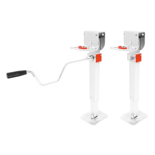 JJsdwin Lot de 2 crics de levage à manivelle, Set de supports de remorque 90°, Support de remorque pour camping-car, Capacité de charge statique 1-2T,...