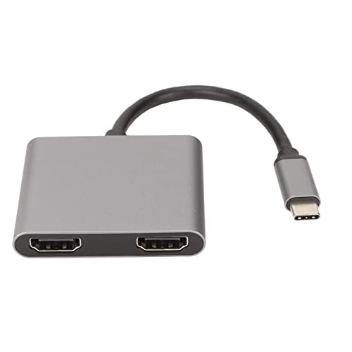 Asixxsix Adaptateur USB C vers Double HDMI, Adaptateur Double Moniteur 4K 60 Hz Adaptateur USB C avec 2 Stations d'accueil HDMI Hub USB C Portable en Aluminium Répartiteur HDMI écran étendu