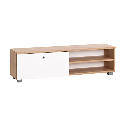 MyosHome - Mueble TV Salon Mesa para TV Color Roble y Blanco 120 x 30 x 34 cm Hades