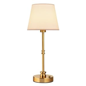EppieBasic Cordless Table Lamp, 5200mAh Rechargeable Battery Operated Lamp, Portable LED Touch Light, Stepless Dimming, Small Gold with Fabric Shade, 2700K for Dining, Bedside, Bathroom