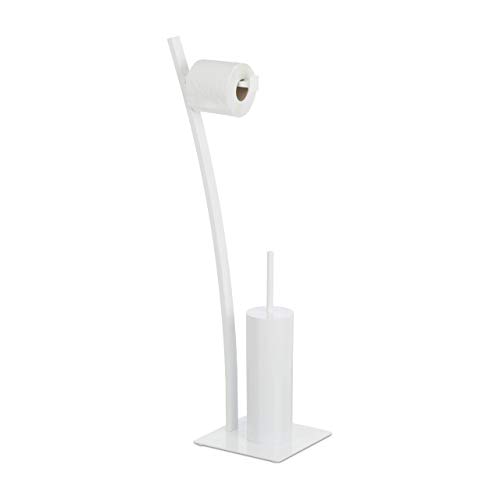Preisvergleich Produktbild Relaxdays weiß, Garnitur, Toilettenpapierhalter, Bürste, WC-Bürstenhalter, hygienisch, HxBxT: 78x29x20 cm, White, Standard