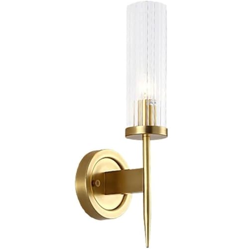Aplique de Pared industrial Vintage Lámpara de pared de tubo largo de vidrio for pasillo de la Edad Media, aplique de pared de latón nórdico for mesita de noche, decoración de interiores for el hogar,