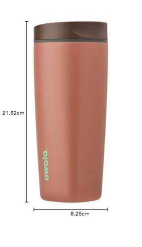 Image of Owala SmoothSip Slider Insulated Stainless Steel Coffee Tumbler, Reusable Iced Coffee Cup, Hot Coffee Travel Mug, BPA Free 20 oz, Cozy Cocoa