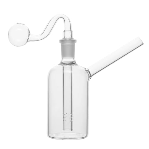 14.5mm Thick Glass Water Bong Small Glass Bong Borosilicate GLASS Bongo Water Pipe GlaSS Handmade Recycler Pipes (Clear)